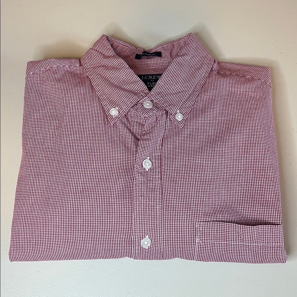 JCrew Factory Flex Washed Red Plaid Shirt Size Medium